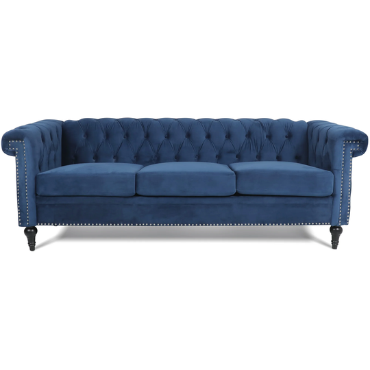 82.5'' Vintage Style Chesterfield Design Width Traditional 3 seater Sofa Velvet Living Room Sofa Couch with Nailhead