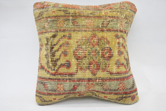 Throw Pillow Cover, Kilim Covers, Pillows, 12x12 Yellow Cushion, Rug Office Chair Case, 938
