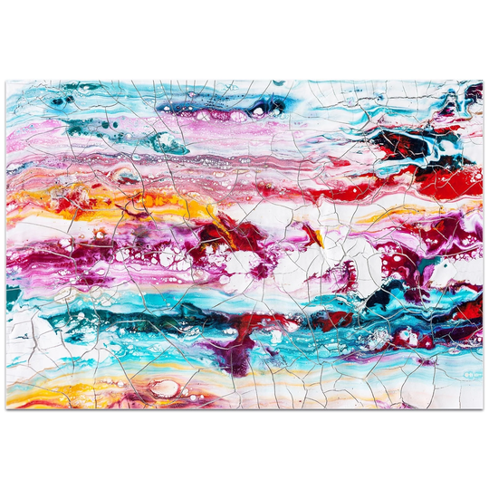 Jamie Anton 'Cracks 2' 32in x 22in Abstract Wall Art on Plexiglass - Multi-Color