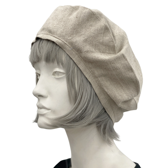 Summer Beret, Hats Women, Sustainable Rustic Beige Linen Hat, Best Friend Birthday Gift, Handmade Usa