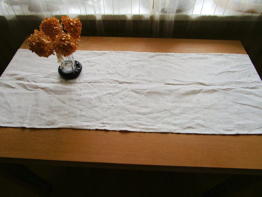 Long Linen Table Runner White Topper Scandinavian Modern Design Linens Simple Solid