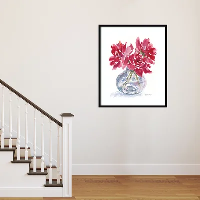 3 Red Roses by Patricia Shaw - Picture Frame Painting Print on Paper