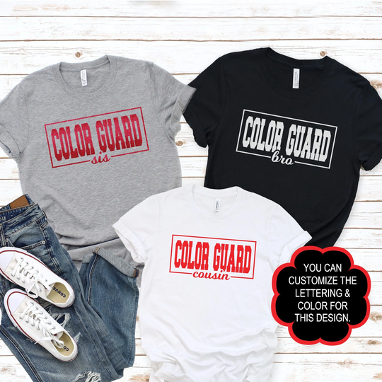 Custom Youth Color Guard Family Shirts | Sis Shirt Bro Cousin Kids