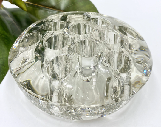 Vintage Clear Glass Flower Frog | Heavy Arranging Floral Design Decor Paperweight Desk Pen Pencil Holder