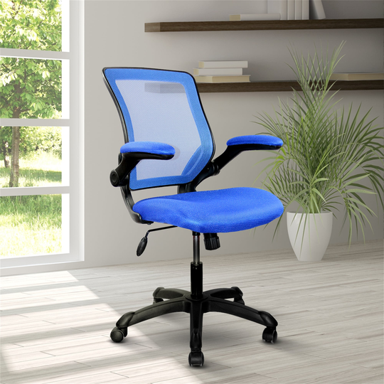 Blue Mesh Task Office Chair with Flip Up Arms