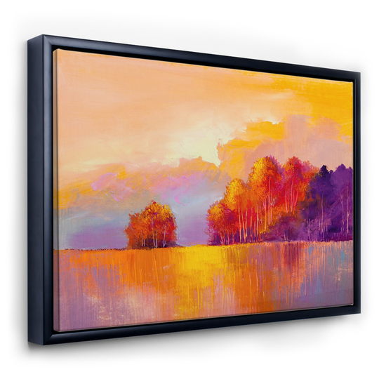 Designart 'Autumn Colored Forest Treescape XIII' Farmhouse Framed Canvas Wall Art Print
