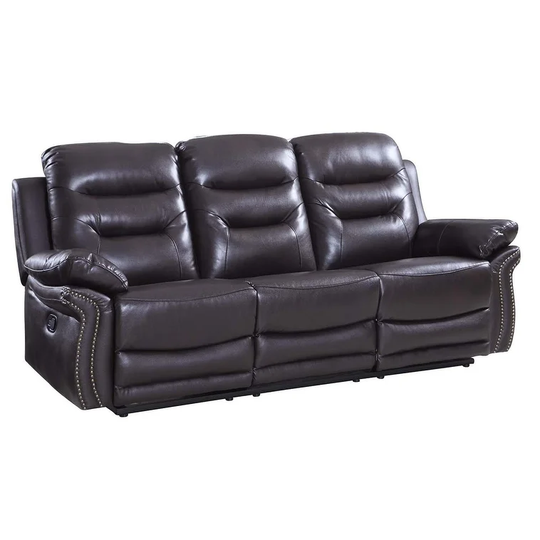 44" Comfortable Brown Leather Sofa - 44" x 90" x 40"