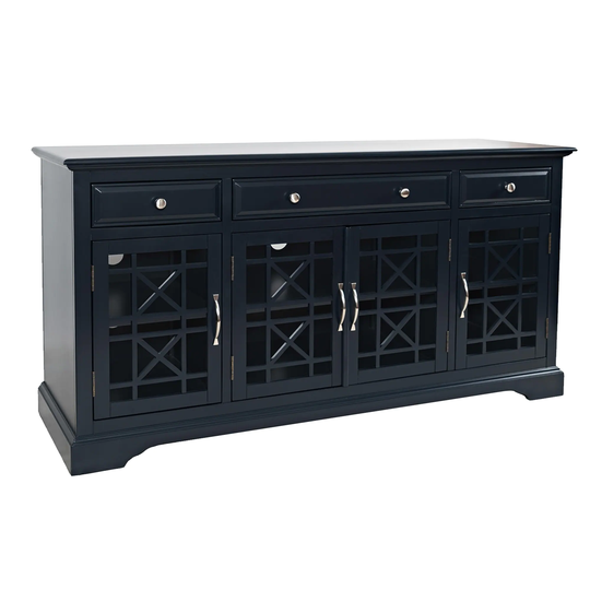 60 Inch Media Unit with 3 Drawers and 4 Doors with X motif details, Blue