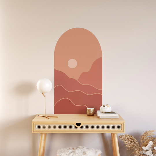 Color Blocking Wall Decal For Bedroom Or Living Room Decor, Wall Decal, Arch Headboard, Terracotta