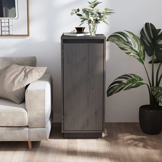 Sideboard Gray 12.4"x13.4"x29.5" Solid Wood Pine