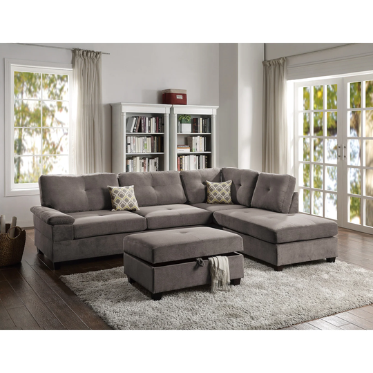 2 Piece Waffle Suede Sectional Sofa Set