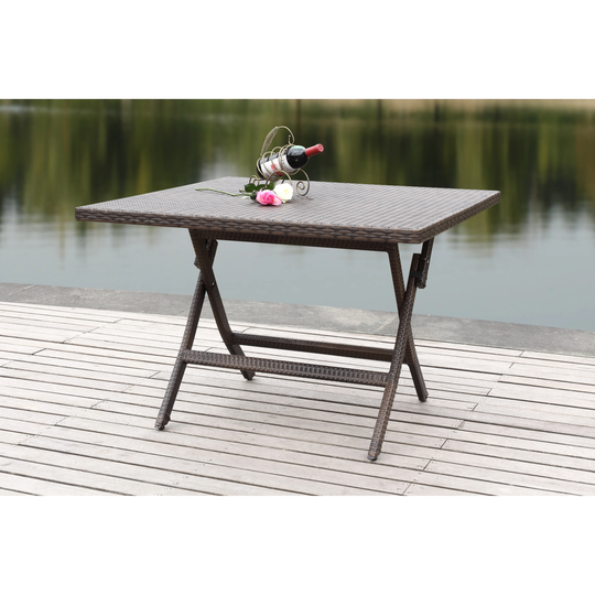 SAFAVIEH Outdoor Living Brown PE Wicker Square Folding Table - 42.1"x42.1"x29.1"