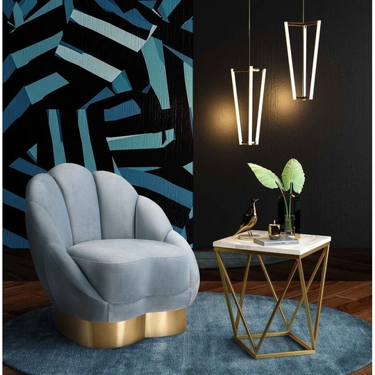 Bloom Sea Blue Velvet Chair
