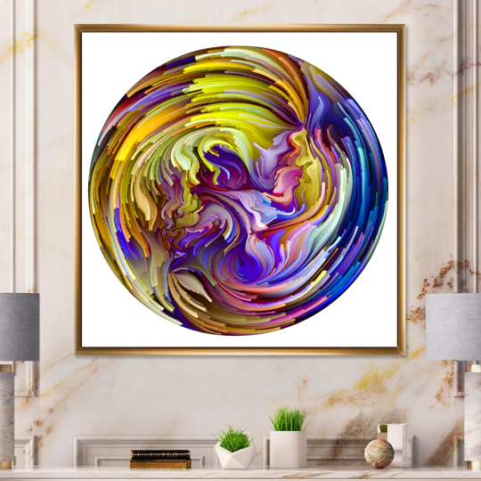 Designart 'Circle Colorful Liquid Color VII' Modern Framed Canvas Art Print