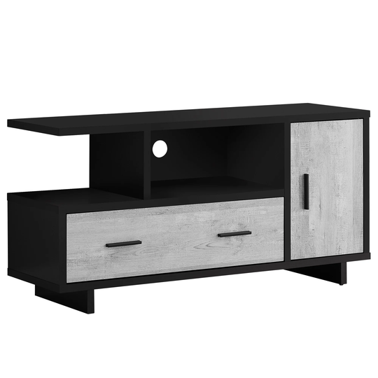 47.25" Black and Gray Contemporary Rectangular TV Stand with Drawers
