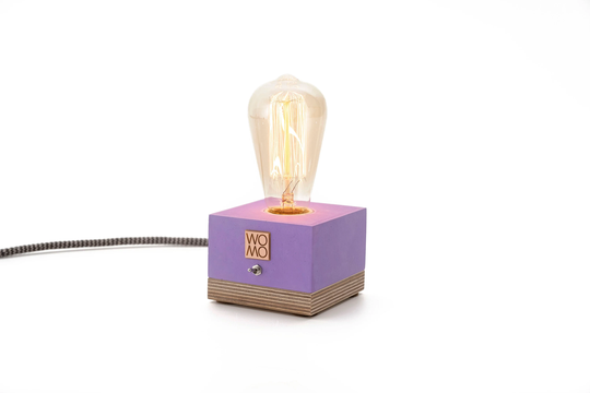 Purple Concrete Table Lamp, Handmade Bedside Industrial Decor, Edison Home Decor