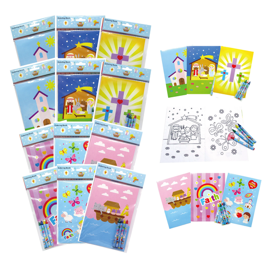 Religious Party Coloring Books With Crayons Favors