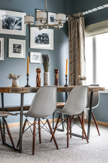 Urban Reclaimed Wood Dining Table With Brooklyn Steel Base-Choice Of Leg Style, Color, Size, Wood Thickness/Finish