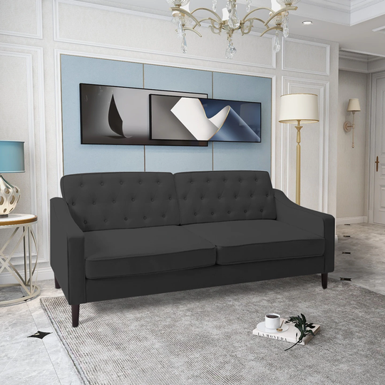 78.2" Square Arm Sofa, Upholstered Contemporary Design Tufted Back Cushions, Solid Wood Legs, Cushion Covers Are Removable