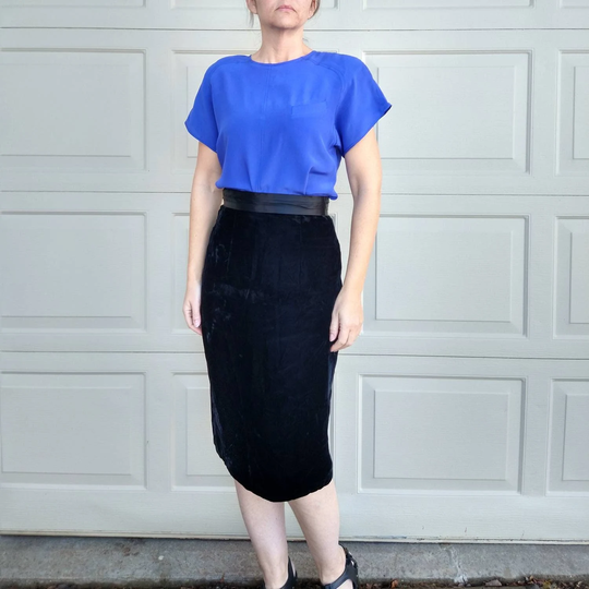 Gunne Sax Black Velvet Pencil Skirt S | J3