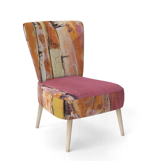 Designart 'Glamorous Composition of Red and Gold' Upholstered Mid-Century Accent Chair
