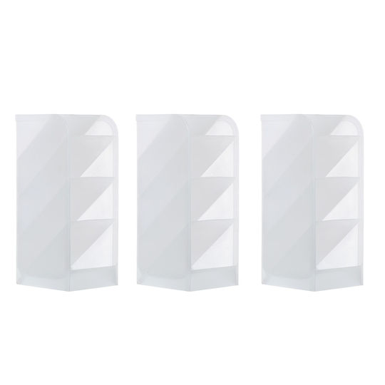 3pcs Pen Holders, Desk Organizer 4-Slot Pencil Stationery Storage Box - Clear