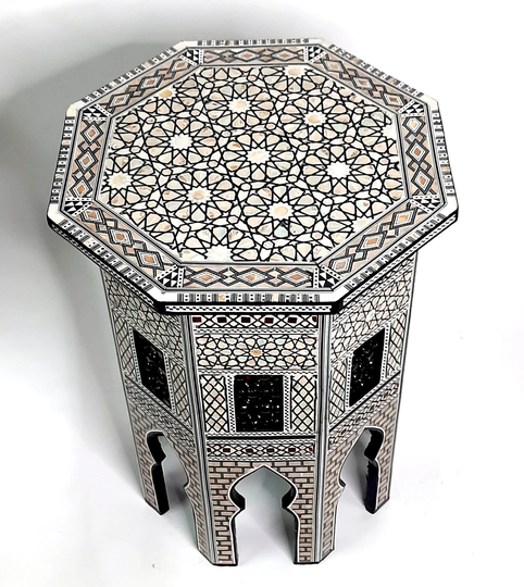 Handmade Furniture, Wooden Table, Mosaic Side Table - Handcrafted Mother Of Pearl Inlaid .wooden Entryway, Coffee & End Bedside Table