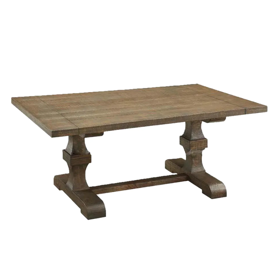 Rectangular Wood Dining Table with 1 Leaf in Salvage Brown