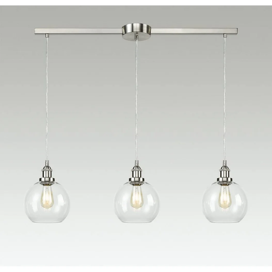 Benevento Industrial Kitchen Island Globe Pendant Light 3-Light Brushed Nickel - Brushed Nickel