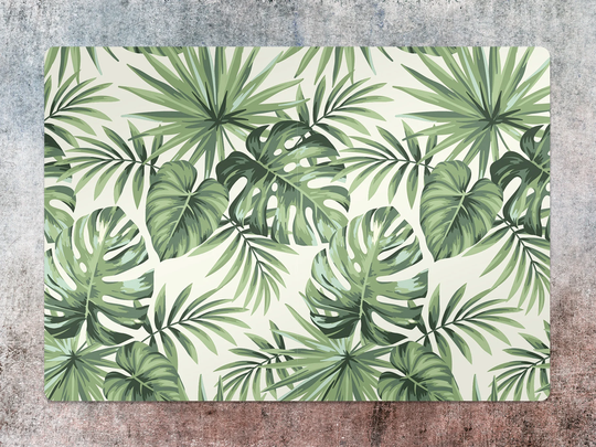 Monstera Leaves Chair Mat, Green Vinyl Floor Protective Tropical Splat Office Room Rug, Gift Idea