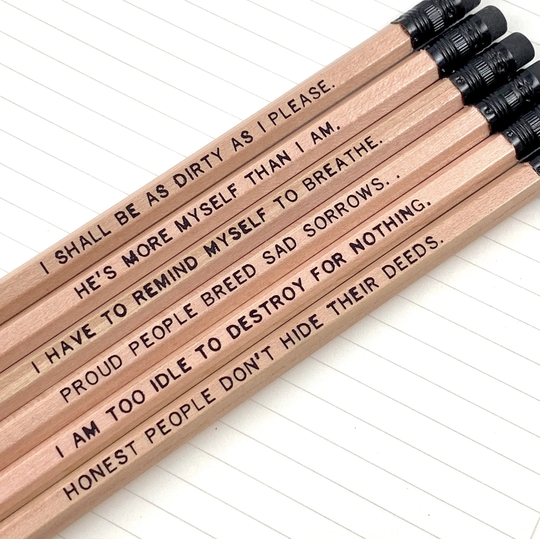 Wuthering Heights Quote Pencils, Emily Bronte Hand Stamped Bookish Gifts For Her