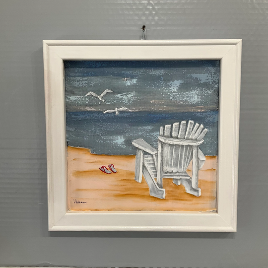 Adirondack Chair Beach Screen Window Painting Framed Art
