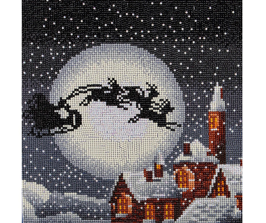 Santa's Sleigh Chrismtas Diamond Art Kit | Leisure Arts Holiday Edition Full Drill