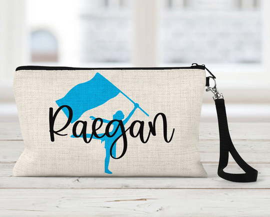 Color Guard Girl Makeup Bag, Personalized, Natural Linen, Zipper Pouch, Tech Accessory Art Or Journaling Pouch