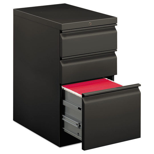 Brigade Mobile Pedestal With Pencil Tray Insert, Left or Right, 3-Drawers: Box/Box/File, Charcoal, 15 x 22.88 x 28