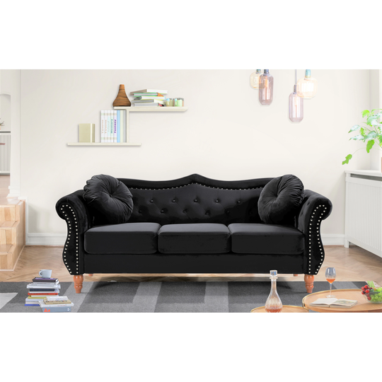 Container Furniture Gloria Mid-century Nailhead Chesterfield Sofa - 8'9" x 12'9"