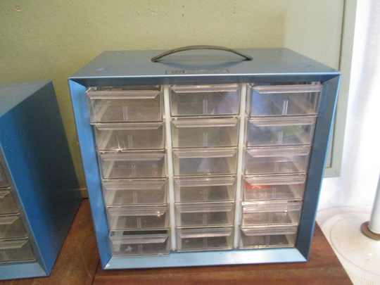storage Organizer 15 Or 18 Drawer Vintage Choice Blue Metal With Carrying Handle