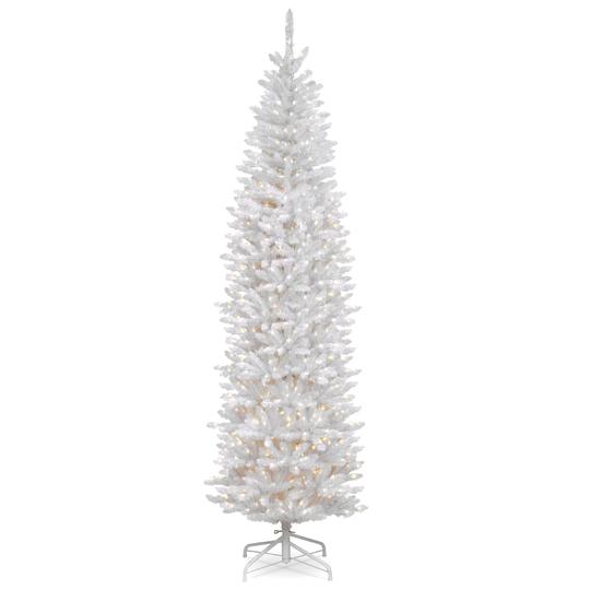 9' Kingswood White Fir Pencil Artificial Christmas Tree Clear Lights - 9 Foot