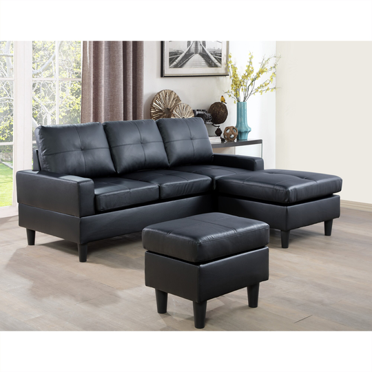 3-Piece Flexibly Combinable Sectional Sofa Set,Faux Leather