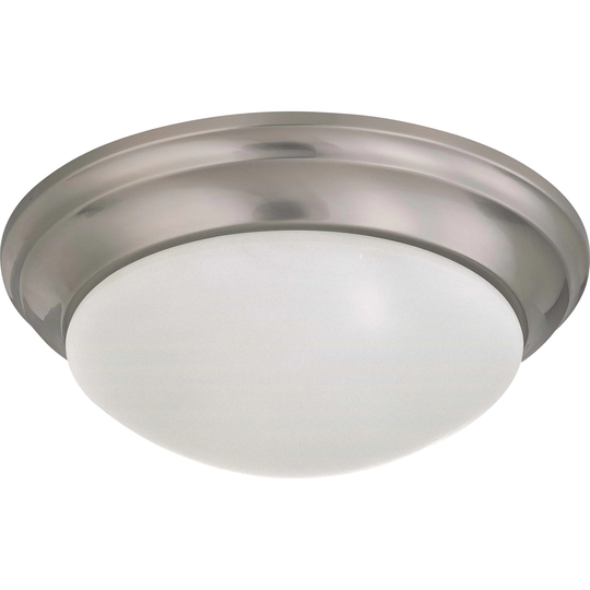 Modern Nuvo Interior Home 2-Light Brushed Nickel Flush Mount Fixture - Silver