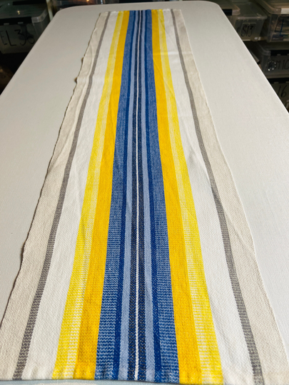 Swedish Vintage Tablerunner/Table Topper Scandinavian Textile Hand Woven Runner in Swedish Colors As The Flag 11" 46, 8"