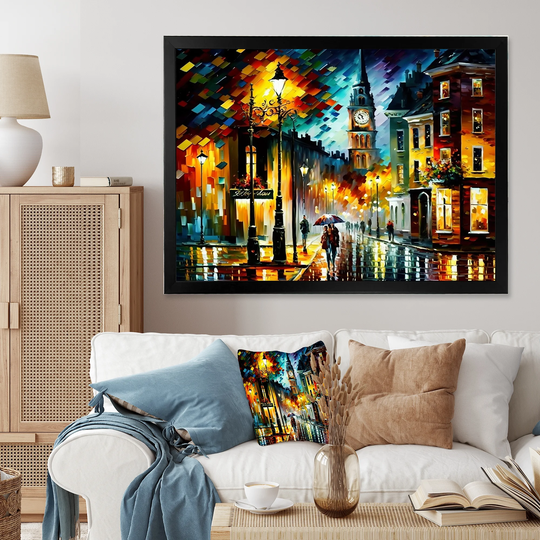 Designart 'Colorful Quebec City II' Cityscapes Framed Art Print