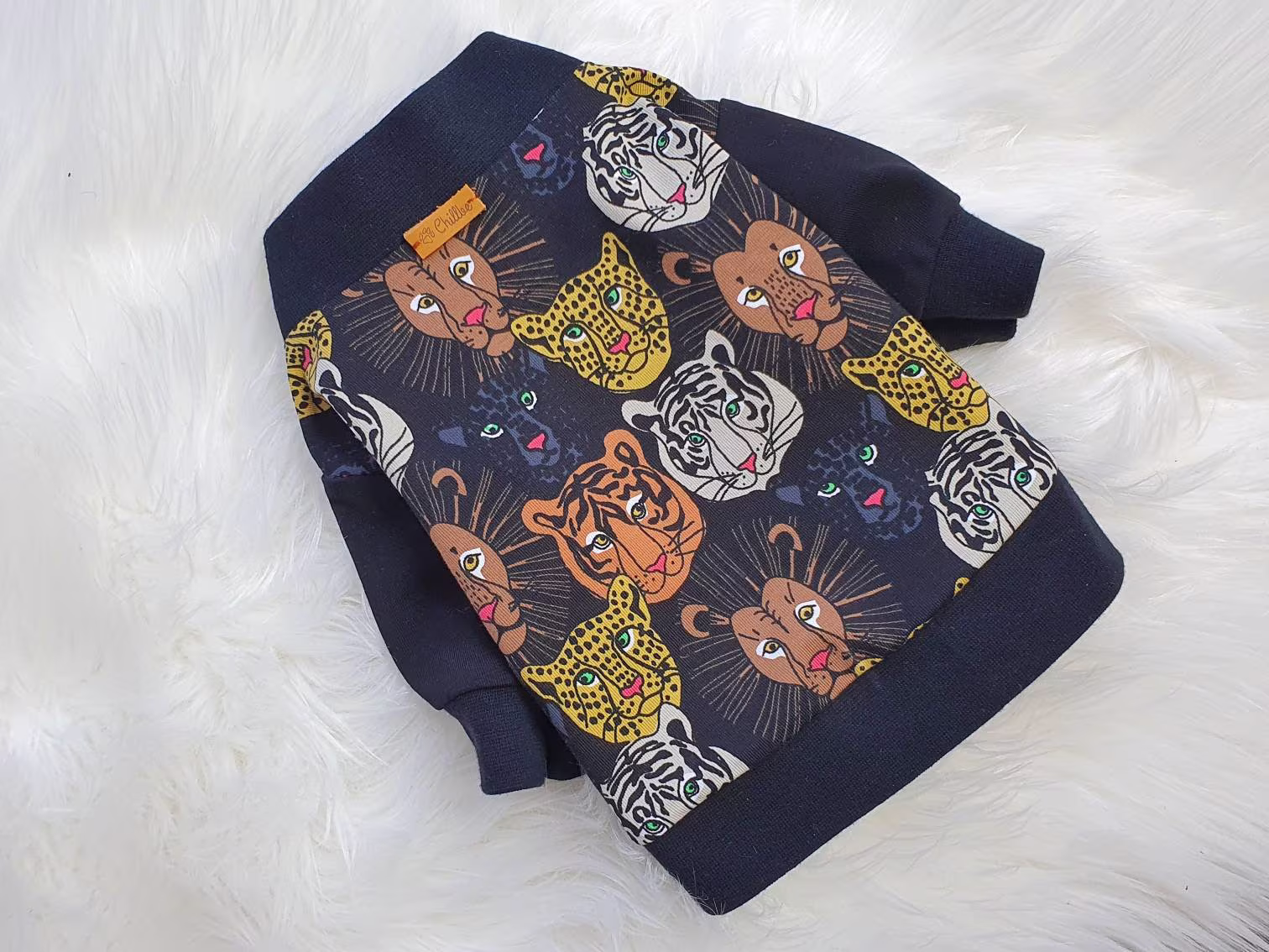 Big Cat Pattern Dog Bomber Jacket, Small Dog Sweater, Xxs Sweater, Teacup Tiny Puppy Clothing, Custom Made