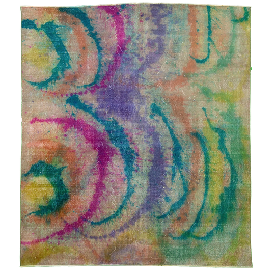 Hand-knotted Color Transition Multi Color, Wool Rug - 6'4" x 7'4"