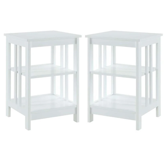Mission Square End Table in White Wood Finish - Set of 2 - 54 x 84