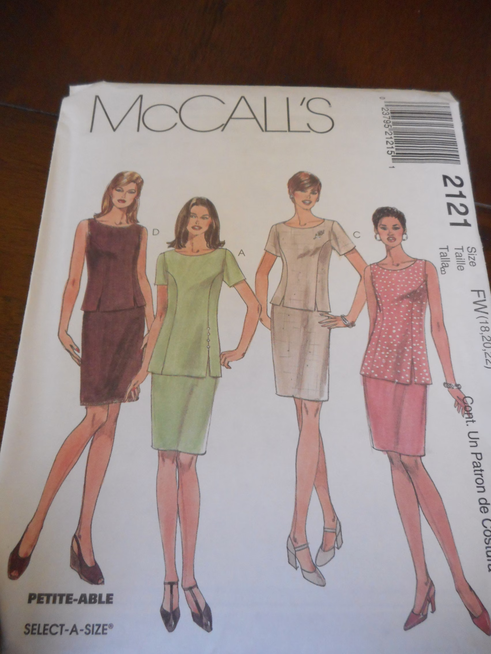 Uncut Vintage Sewing Supply Instruction Mccalls 2121 Pencil Skirt 7 Top Clothing Craft Pattern 1999S