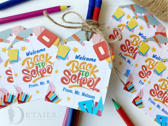Back To School Gift Tags, Student First Day Of Favor Classroom Pencil Tags, Printed Personalized Sets 24