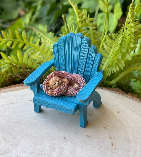 Miniature Adirondack Chair, Fairy Garden Accessory, Miniature Cat, Beach Garden Miniatures, Accessories, Items Sold Separately Or As Set