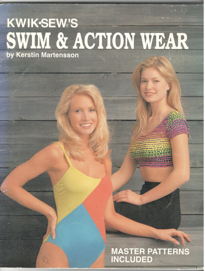 Kwik Sew Swim & Action Wear Soft Cover 80 Page Book With Patterns Swimsuits Leotards Leggings Ups Shorts Tops Xs S M L Xl Uncut