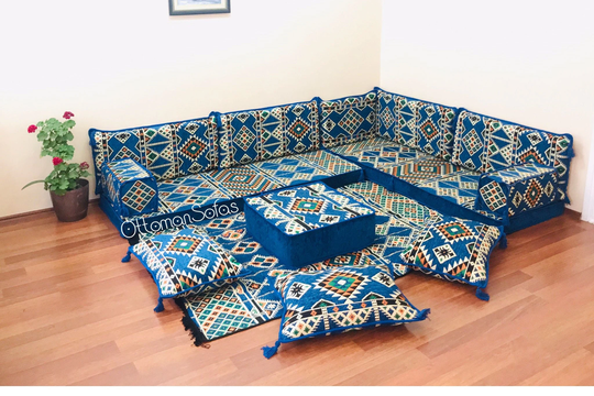 L Shaped Arabic Floor Seating Sofa Set, L Bench, L Corner Sofa, Sectional Sofa, Moroccan Sofa, Floor Couch, Arabic Majlis, Jalsa
